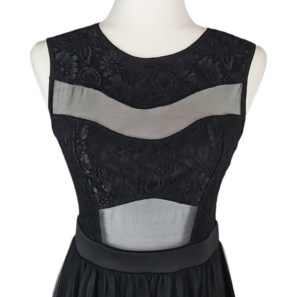 Vintage Y2K Whimsigoth Mesh & Lace Tulle Layered Party Dress Black, Size M - Picture 2 of 8